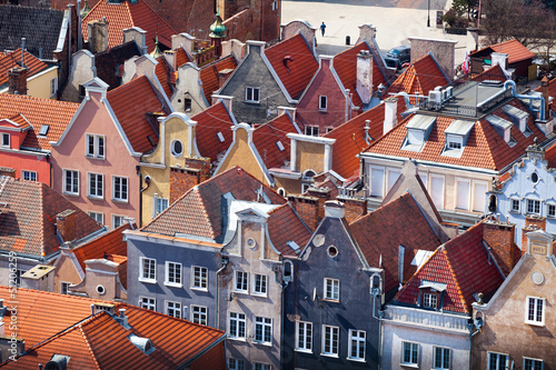 Aerial view of old town in Gdansk.