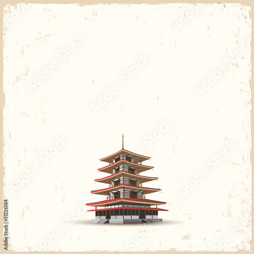 Japanese pagoda on grunge background