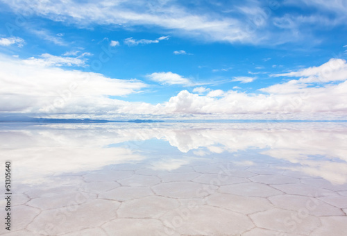 Lake Salar de Uyuni with a thin layer of water