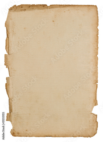 antique book page isolated on white