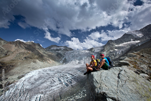 Switzerland - hikers - Glacier view