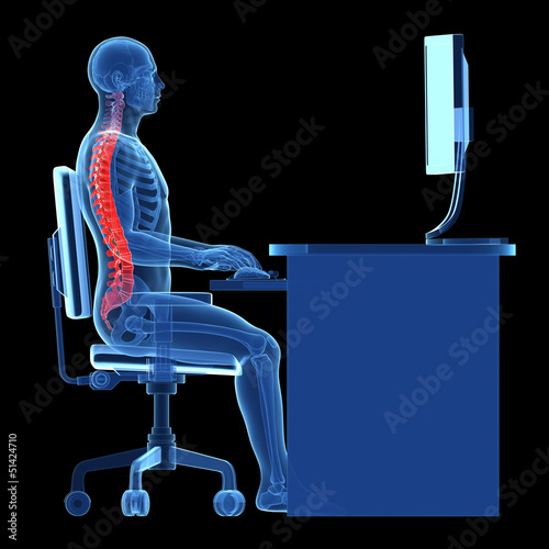 3d rendered medical illustration - correct sitting posture