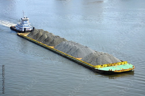 Barge on Elizabeth River, Norfolk, Virginia, USA