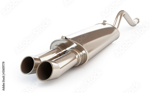 Car muffler, exhaust silencer on a white background