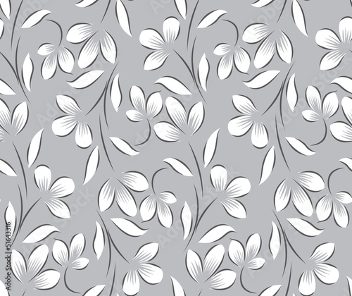 Seamless silver floral background