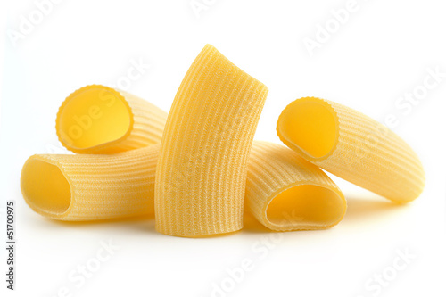 heap of italian pasta on white background