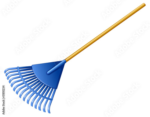 A blue rake
