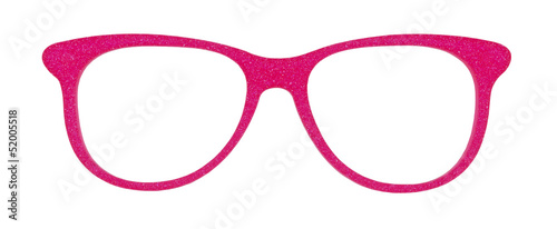 Photo of pink glasses isolated on white with clipping parths