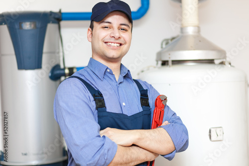 Smiling plumber