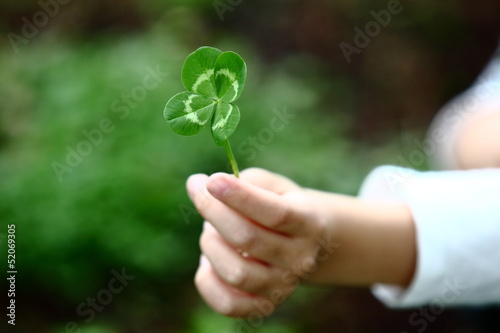 Four-Leaved Clover in a Child´s Hand