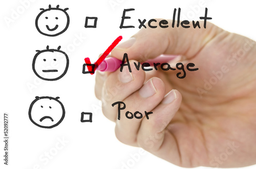 Customer service evaluation form with tick on average