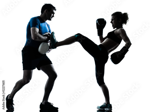man woman boxing training