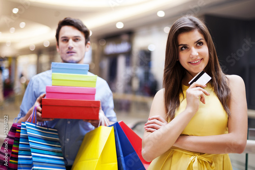 Portrait of a beautiful female shopaholic