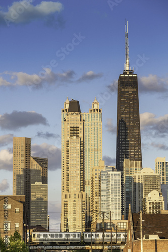 Downtown Chicago with blue sky