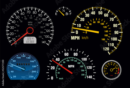 set of vector speedometer and counter