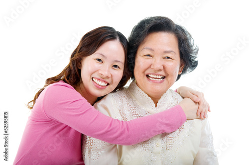 Asian senior woman and daughter