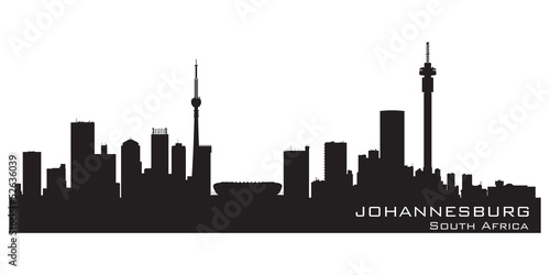 Johannesburg South Africa skyline Detailed vector silhouette