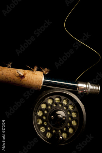 Studio shoot of fly fishing gear