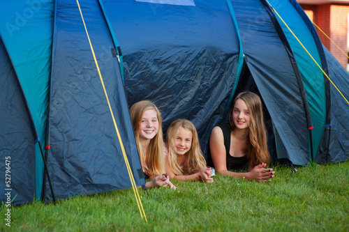 three girls camping