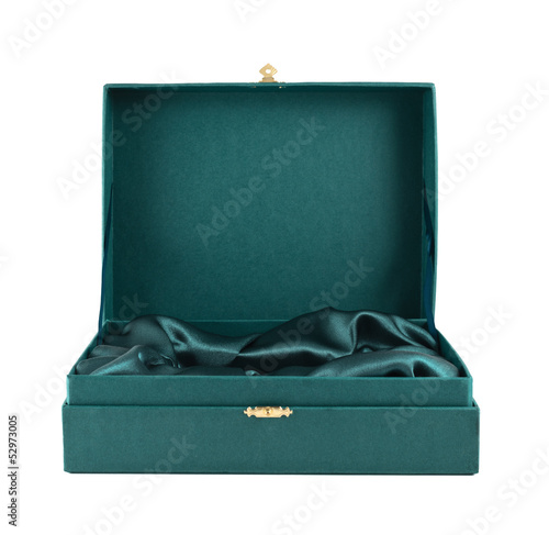 Green silk case box isolated