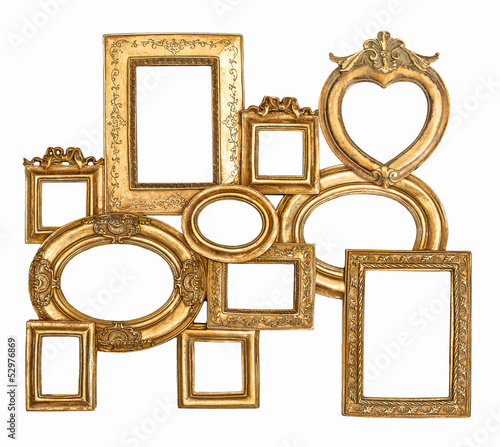 antique golden framework isolated on white