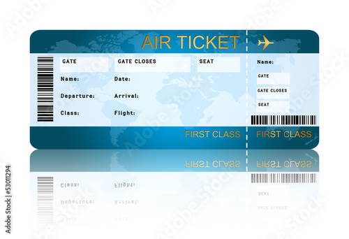 airline boarding pass ticket isolated over white