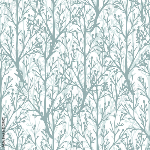 Vector forest trees texture seamless pattern background with