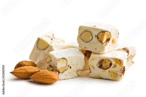 white nougat with almonds