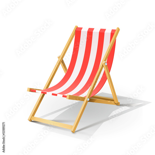 wooden beach chaise longue vector illustration isolated on
