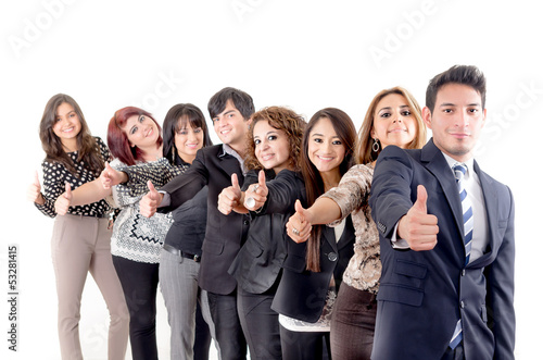 Group of hispanic business people with thumbs up