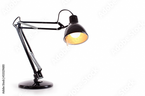 Vintage black desk lamp isolated on white