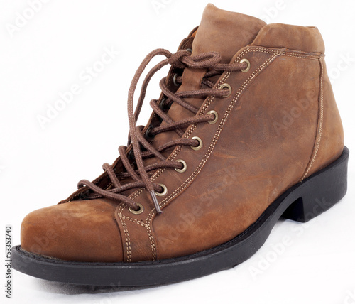 brown man boot on white background
