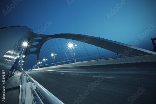 Steel structure bridge night scene