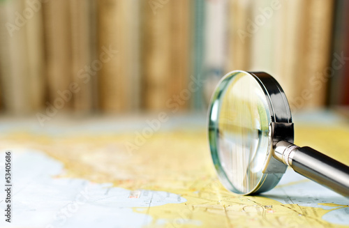 magnifying glass on the map