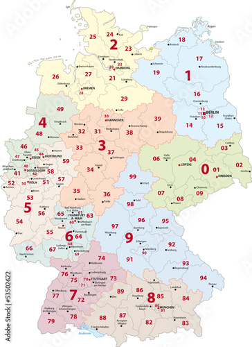 Deutschland Postleitzahlenkarte