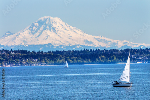 Mount Rainier Puget Sound North Seattle Snow Mountain Washington