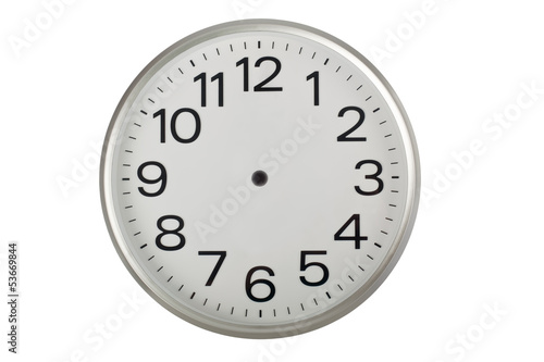 Clock face without the hands isolated on white background