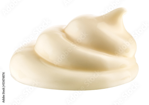 Curl of mayonnaise on white background. Clipping path.