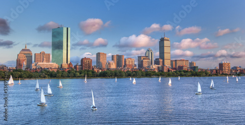 Panoramic View of theBoston Skyline Across the Charles River Bas