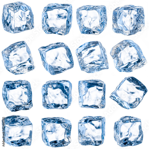 Cubes of ice on a white background. 