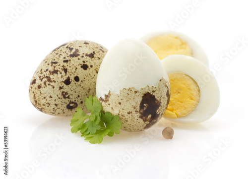 quail eggs on white