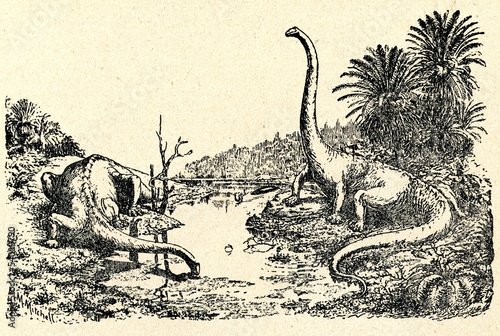 Jurassic landscape (Diplodocus by Hay 1910)
