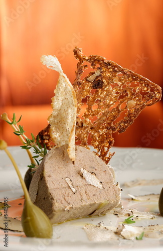 Foie gras pate with white truffles, capers and parmesan cheese