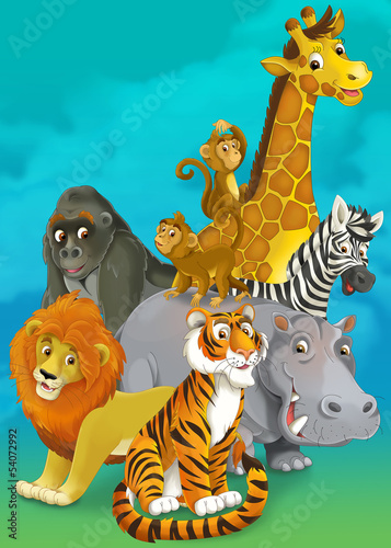 Cartoon safari - ilustracja dla dzieci