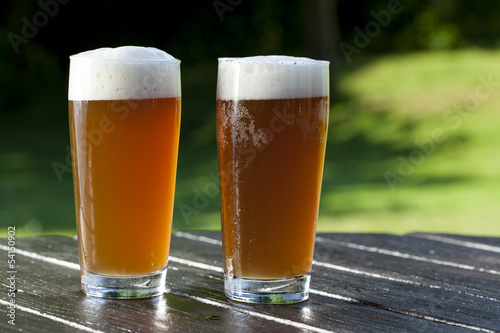 refreshing chilled german beer in summer garden