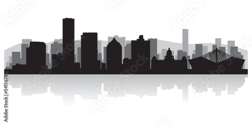 Durban city skyline vector silhouette