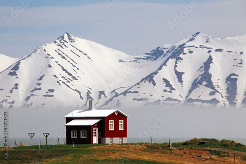 House at fjord of Iceland