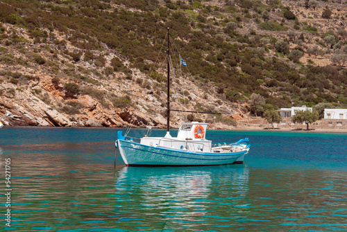 Traditional fishing boat on Sifnos island Greece