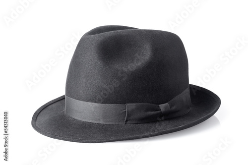 black male felt hat isolated on white background