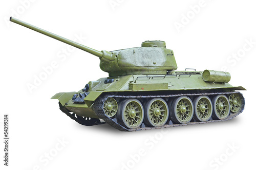 T-34 Soviet tank during World War II - white background